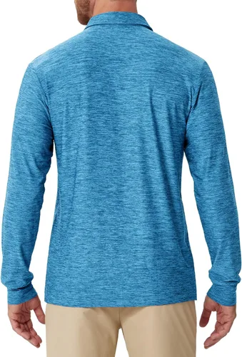 Miniatura 9 de NAVISKIN Camisas polo de manga larga para hombre, camisas de golf con cuello UPF 50 SPF para hombre, secado rápido, absorbe la humedad