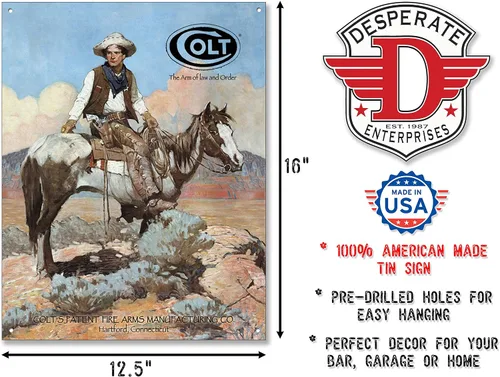 Miniatura 2 de Desperate Enterprises Letrero de metal "Tex and Patches