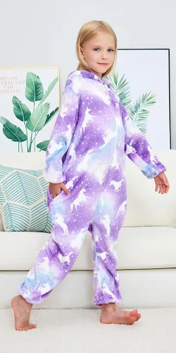 Miniatura 64 de Pijama de unicornio unisex para niños, enteritos para disfraz, Halloween