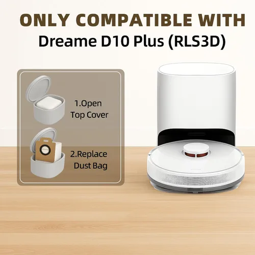 Miniatura 4 de Paquete de 10 bolsas de vacío D10 Plus de 4 litros compatibles con robot aspirador Dreame D10 Plus (RLS3D), 10 bolsas de vacío desechables