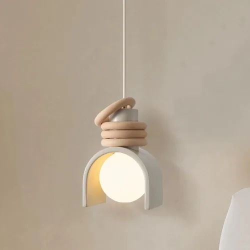 Miniatura 8 de Lámpara colgante de cristal japonesa Wabi Sabi para sala de estar, lámpara colgante de alambre, moderna, nórdica, blanca, para isla de cocina