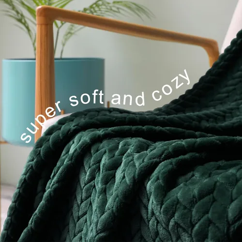 Miniatura 4 de Exclusivo Mezcla - Manta de forro polar tamaño individual para cama, 90x66 pulgadas, mantas suaves y acogedoras de franela jacquard, ligeras y Verde