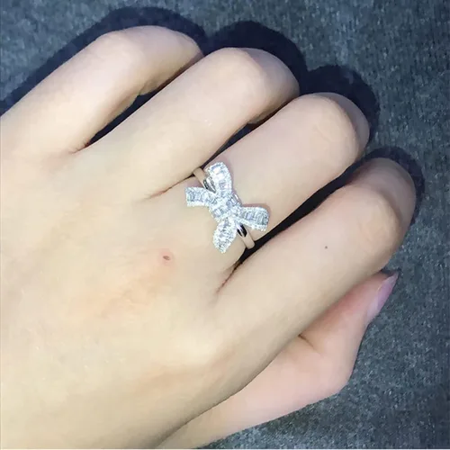 Miniatura 6 de Anillo de plata de ley 925 brillante con piedras preciosas de diamantes de circonita cúbica, anillo de mariposa de diamantes de circonita cúbica
