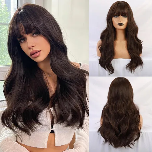 Miniatura 28 de Esmee Pelucas largas y onduladas para mujer, cabello sintético natural, resistente al calor, para uso diario y fiestas, cosplay, 24 pulgadas