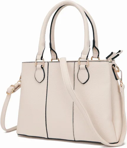 Miniatura 4 de Juego de bolsos y billeteras para mujer, bolso cruzado con asa superior, bolso de mano, cartera de hombro de cuero sintético A7-2pcs/Set Beige