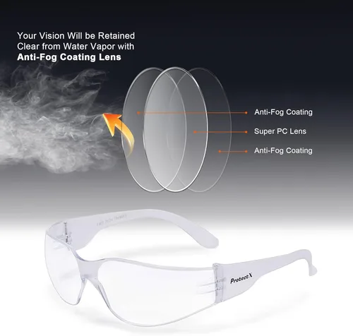 Miniatura 4 de ProtectX Gafas de seguridad para hombres y mujeres, lentes de sol de seguridad con lentes antivaho resistentes a los arañazos, agarres Skywalker
