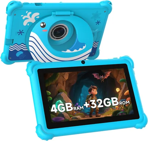 Tablet infantil de 7 pulgadas para niños pequeños, Android 12, 4 GB de RAM, 32 GB de ROM, WiFi, Bluetooth, pantalla IPS de protección ocular segura,