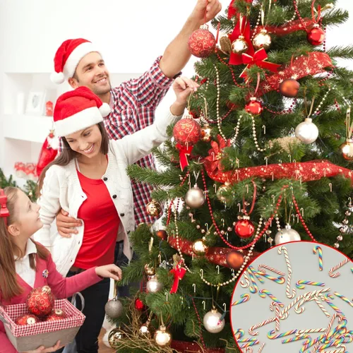Miniatura 5 de 60 bastones de caramelo de Navidad, mini bastones de caramelo falsos, sin agujeros, cuentas de bastón de caramelo para manualidades de Navidad