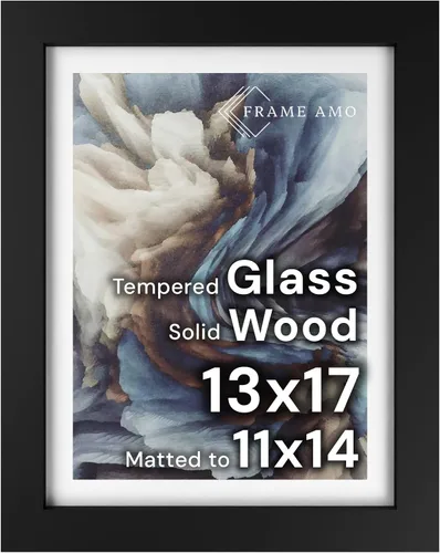 Miniatura 12 de Frame Amo Marco de póster de madera maciza de 13 x 19 pulgadas, color natural, tapete blanco para imagen de 11 x 17 pulgadas, parte frontal