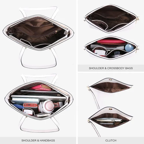 Miniatura 4 de Juego de 3 bolsas de mano para mujeres bolsa tote para llevar colgada del hombro, bolso satchel y bolso hobo