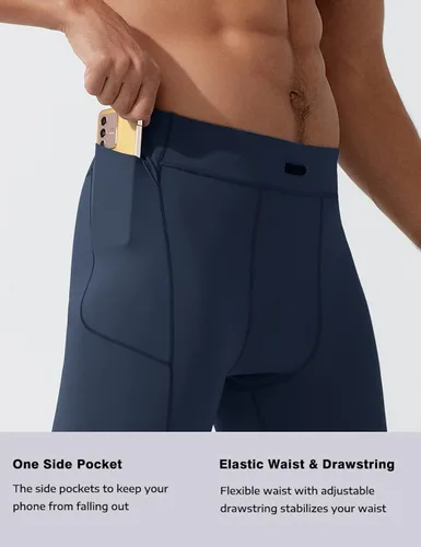 Miniatura 4 de MIZOK Pantalones cortos de compresión elásticos para hombre con bolsillo