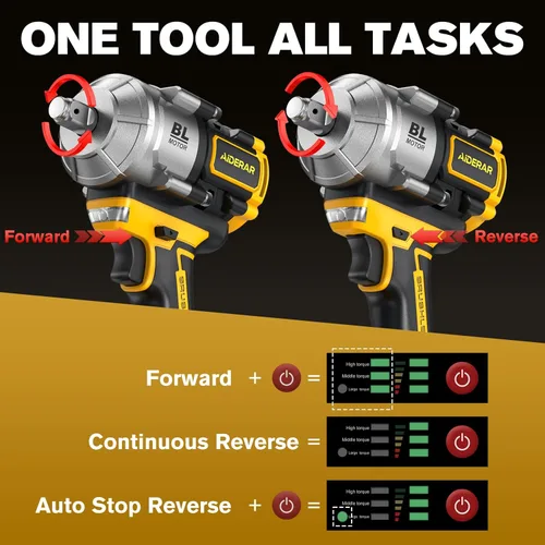 Miniatura 7 de Llave de impacto inalámbrica de 20 V para batería DeWalt, 1500 Nm (1106 pies-libras) pistola de impacto sin escobillas de 1/2 pulgada, herramienta