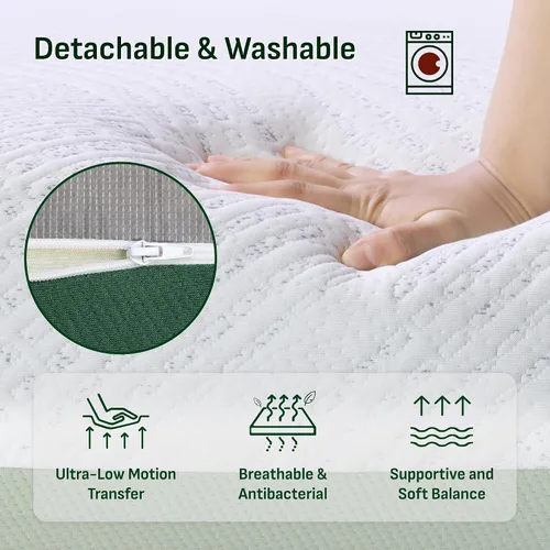 Miniatura 3 de Softa Colchón de espuma viscoelástica de gel refrescante completo de 10 pulgadas, viscosa de bambú, firmeza media, certificado Certi-PUR y Oeko-TEX