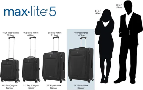 Miniatura 5 de Travelpro Maxlite - Maleta con ruedas giratorias (extensible, 5 lados suaves), Negro), 401176901