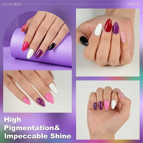 Miniatura 4 de Misssix 12 Pcs Nail Polish Set 10 Colors with Base Coat and Top Coat, Quick Dry Nail Polish, Mini Nail Lacquer Strengthening Manicure DIY Nail Art