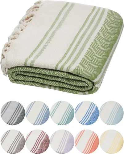 Miniatura 11 de DEMMEX Organic Diamond - Toalla turca de baño y playa 100% algodón turco certificado Oeko-TEX, ultra suave, de secado rápido, ligera, toalla