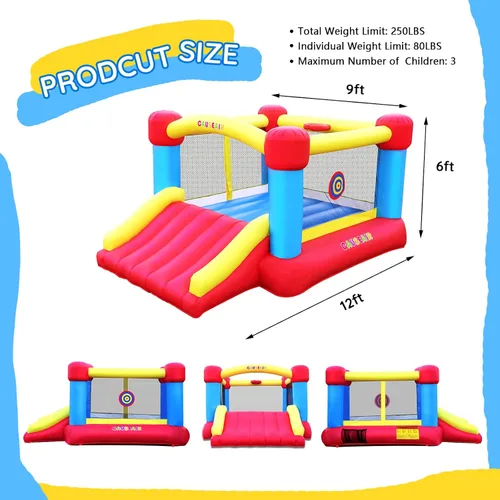 Miniatura 4 de Causeair Casa inflable de rebote con soplador GFCI, 12 pies L x 9 pies A, aro de baloncesto, juego de pelota de dardos, área de rebote recubierta