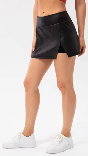 Miniatura 5 de Lavento Falda atlética para mujer de 13.5 pulgadas, falda activa acanalada dividida con faldas de tenis integradas, faldas de golf