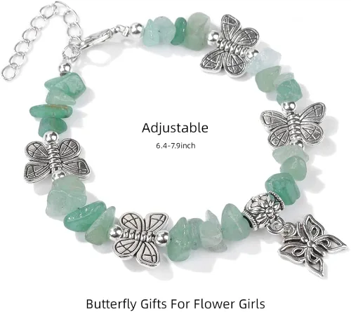 Miniatura 2 de Angdovori 246Pcs Friendship Bracelets Natural Gemstone Beaded Butterfly Charm Bracelet for Teen Girls and Women Gifts for Mother Daughter and Sister