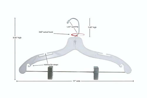Miniatura 6 de Nahanco 500RCHU - Colgador de plástico transparente tradicional con muescas y ganchos para tirantes y clips delicados, tamaño pequeño, uso