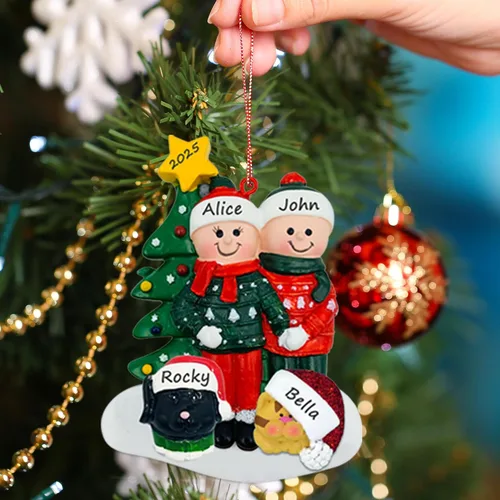 Miniatura 2 de Adorno de Pareja con Mascotas Perros Gatos - Adorno de Navidad de Pareja con Mascota Perro Gato, Adorno de Navidad de Pareja Adicional con Mascota