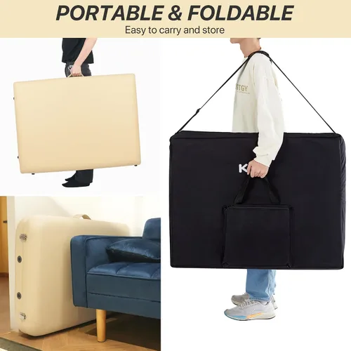 Miniatura 8 de KCC Mesa de Masaje Portátil de Espuma Viscoelástica, Cama de Tatuajes Plegable para Pestañas, Altura Ajustable, 28 Pulgadas de Ancho, Accesorios