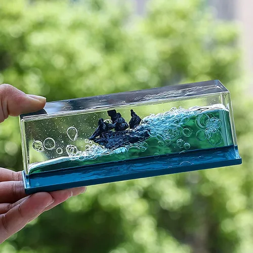 Miniatura 5 de Honsheng Juguete simulador de pirata de perla negra insundable, bote ondulado en una caja, adorno de decoración de barco fluido de crucero de onda