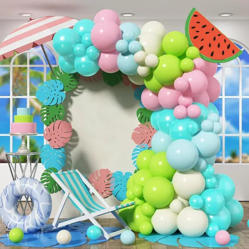 Miniatura 10 de HILAVO Kit de Arco de Globos Pastel Macaron Rosa Azul Verde Morado Amarillo Color Pastel Arcoíris Confeti Globos de Látex Guirnalda para Pascua