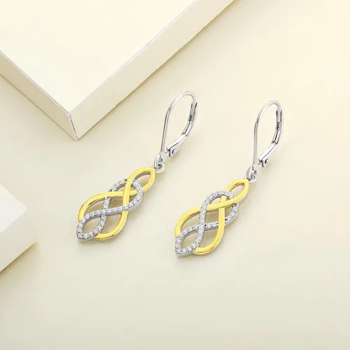Miniatura 5 de YL Aretes de nudo celta de plata de ley 925 con cierre de palanca infinito, joyería colgante