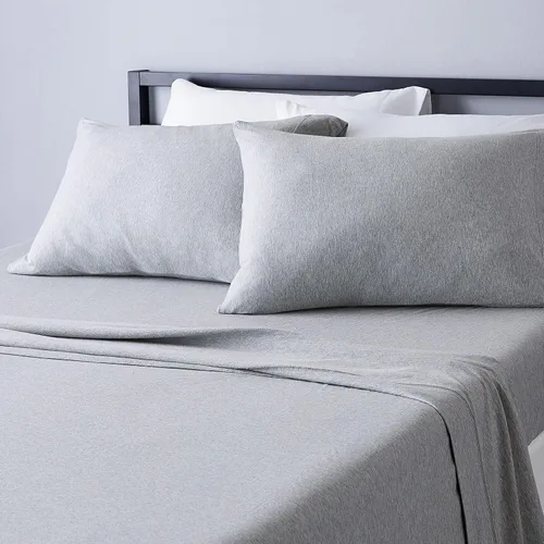 Miniatura 12 de Amazon Basics Cotton Jersey - Juego de sábanas de 4 piezas, tamaño King, color azul cambray, sólido Chambray
