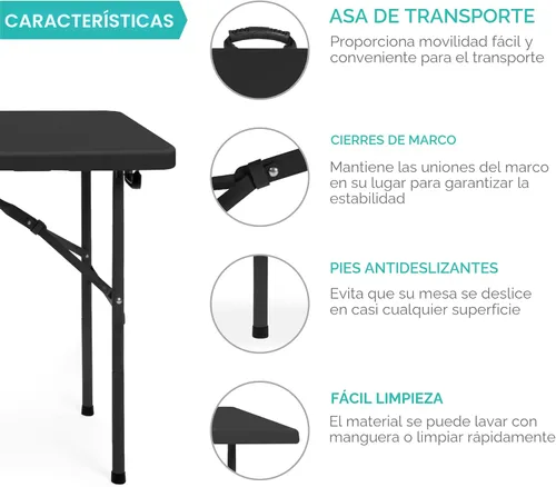 Miniatura 6 de Best Choice Products Mesa plegable de plástico de 4 pies, para interiores y exteriores, resistente, portátil, con asa, seguro para picnic, fiesta
