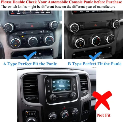 Miniatura 5 de Cubierta de perilla de radio de CA compatible con Dodge Ram 2019 2020 2021 aire acondicionado control de clima automático, interruptor