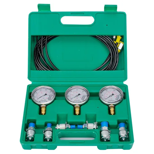 Kit de prueba de presión hidráulica 250/400/600bar, kit de medidor de prueba hidráulica con 6 acoplamientos, 3 mangueras de prueba, 3 manómetros