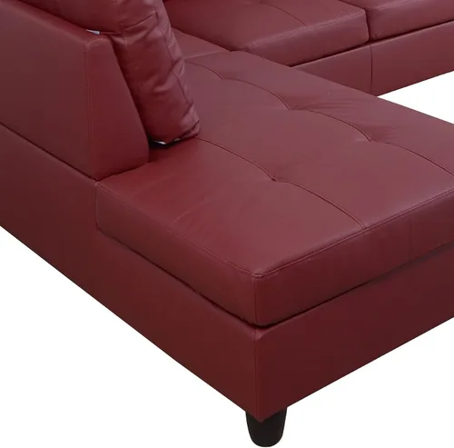 Miniatura 5 de Moderno sofá seccional de cuero en forma de L (rojo, hacia la izquierda)