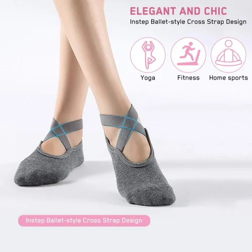 Miniatura 3 de Luckit Calcetines de yoga con puños para mujer calcetines antideslizantes para pilates calcetines de fitness calcetines antideslizantes para yoga