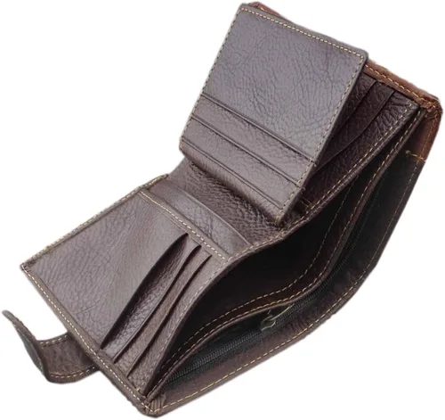 Miniatura 43 de Hombres Cool Eagle Wolf Caballo Totem Cuero Vaca Vertical Cartera Cremallera Multi-tarjeta Titular, Tótem de caballo, Minimalista
