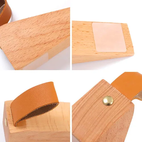Miniatura 5 de Tope de puerta de madera, cuñas antideslizantes de madera maciza, cuña resistente y duradera, tope de puerta para costura inferior de puerta