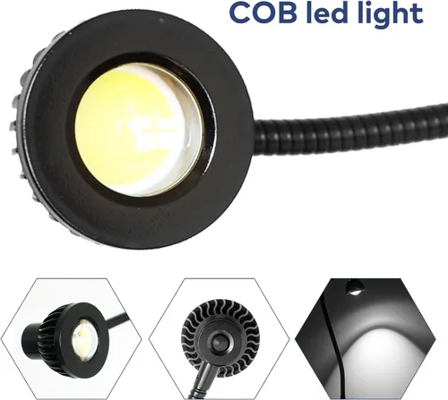 Miniatura 3 de Hersi Lámpara de escritorio de brazo flexible de 5 W y 35 pulgadas de largo, luz LED de trabajo de arquitecto de metal con abrazadera, lámpara