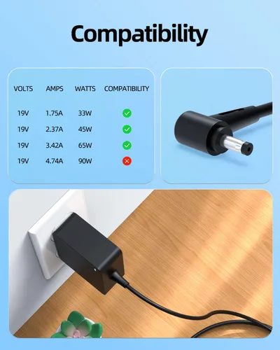 Miniatura 3 de Superer Cargador de CA de 45 W para Asus Vivobook 15 X512FA X512F X512DA X512DA X512D X512JA X512J X512 X513 Cable adaptador de fuente
