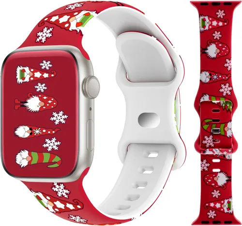 Miniatura 8 de Correas de silicona navideñas compatibles con Apple Watch Band de 1.496 in, 1.575 in, 1.614 in, 1.654 in, 1.732 in, 1.772 in, correa suave impresa