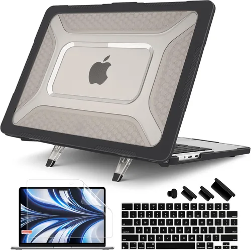 Miniatura 9 de Batianda Funda resistente mejorada para MacBook Air de 15 pulgadas M5 2026 2025 M4 2024 2023, TPU híbrido de panal + armadura de PC mate con soporte