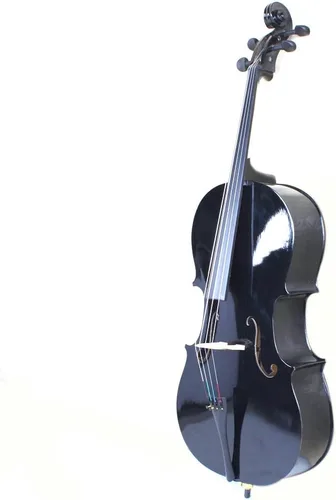 Miniatura 3 de Kit de violonchelo de madera maciza con estuche, arco y puente de colofonia, instrumento musical para principiantes, niños y adultos (4/4, negro)