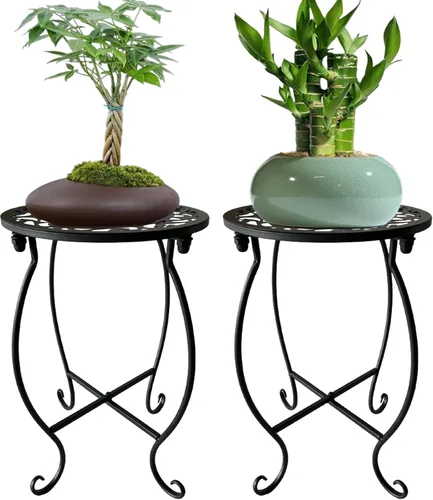 Miniatura 8 de Soporte para plantas para interiores y exteriores, soporte para macetas de 15 pulgadas de alto, soporte redondo de esquina de metal para maceta