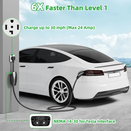 Miniatura 7 de Adaptador para Tesla NEMA 14-30, adaptador Nema 14-30 de 250 V 24 A para Tesla Gen 2, cable resistente de 0.689 in, carga rápida de 11.8 pulgadas