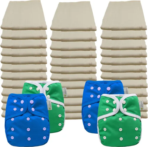 Miniatura 6 de OsoCozy Paquete de pañales de tela preplegados económicos: 3 docenas de pañales preplegados 100% algodón sin blanquear y 4 fundas de pañales