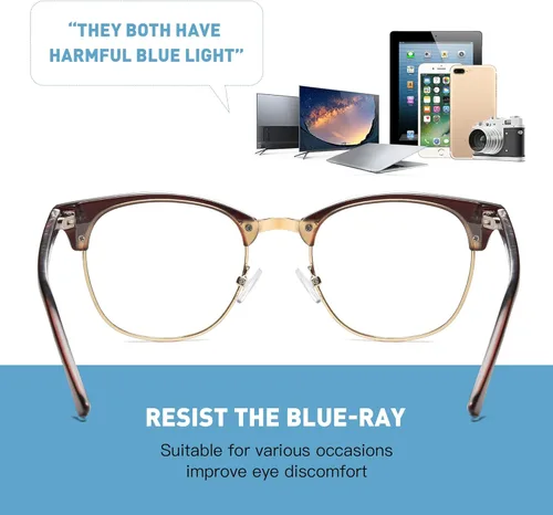 Miniatura 6 de Gafas de bloqueo de luz azul para mujer/hombre, lentes de luz azul para computadora para mujer/hombre A05-marrón oscuro