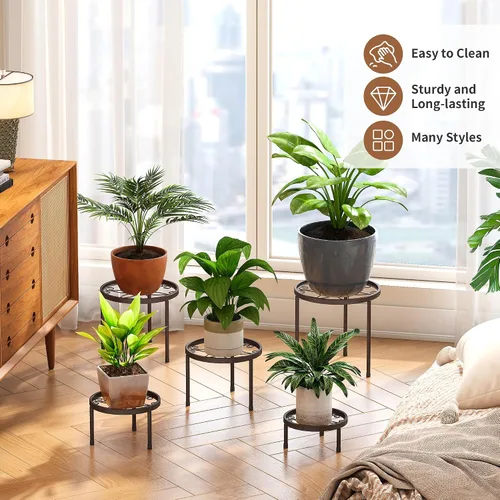 Miniatura 4 de Soporte para plantas para interiores y exteriores, paquete de 5 soportes de metal resistente, múltiples plantas, soporte de hierro antioxidante