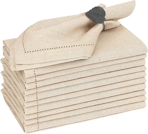 Miniatura 19 de Ruvanti Juego de 12 servilletas de lino de 18 x 18 pulgadas, servilletas de mezcla de lino de algodón, lavables, suaves y reutilizables, para bodas