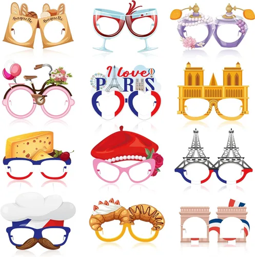 Miniatura 15 de 36 piezas de artículos de fiesta de invierno, gafas de papel de copo de nieve, decoraciones de fiesta de invierno del país de las maravillas