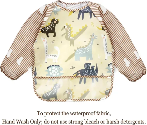Miniatura 3 de PandaEar Paquete de 3 baberos de manga larga Babero impermeable de manga completa para bebés de 6 a 36 meses